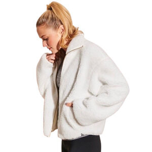 NWT Varley x Peloton Highwood 2.0 Sherpa Jacket White Gold Zip L Rare